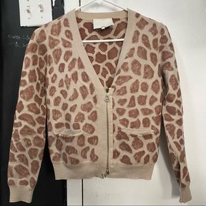 3.1 Phillip Lim Animal Print Zip Cardigan